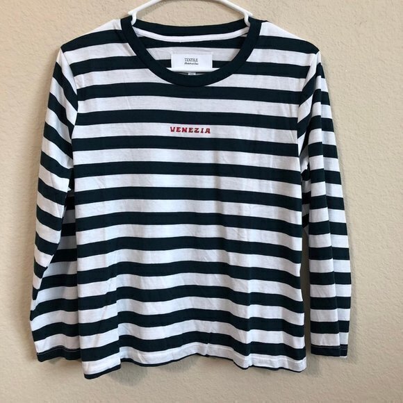 Textile Top Navy White Striped Venezia Boat Summer - Picture 1 of 5